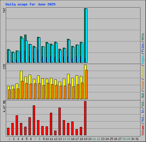 Daily usage for June 2025